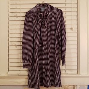 Tie-Neck A-Line Printed Dress